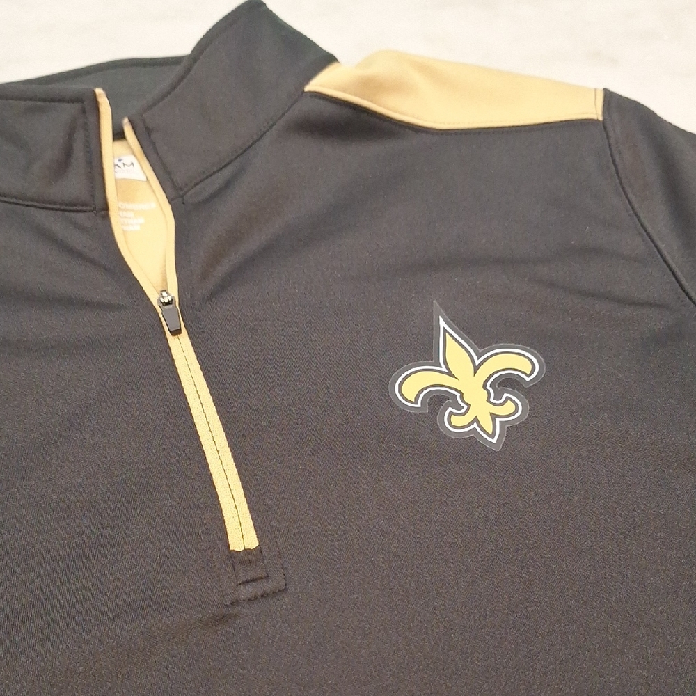 NFL Team Apparel Saints Black Gold Quarter Zip Football New‎ Orleans Mens Med